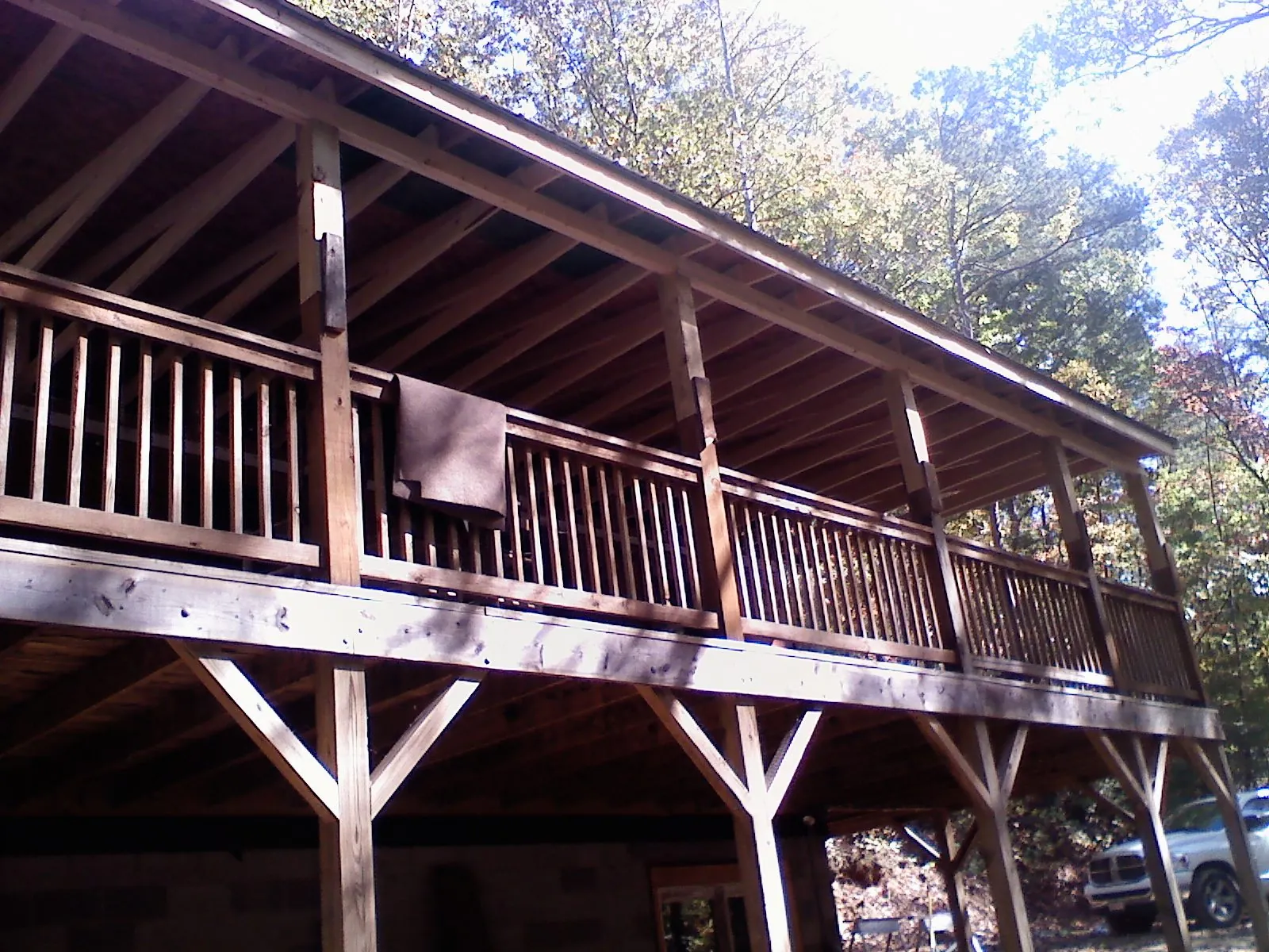 Timber framing under a new elevated porch and deck — Roof Leak Repair in Red Bud by Roofing Brothers